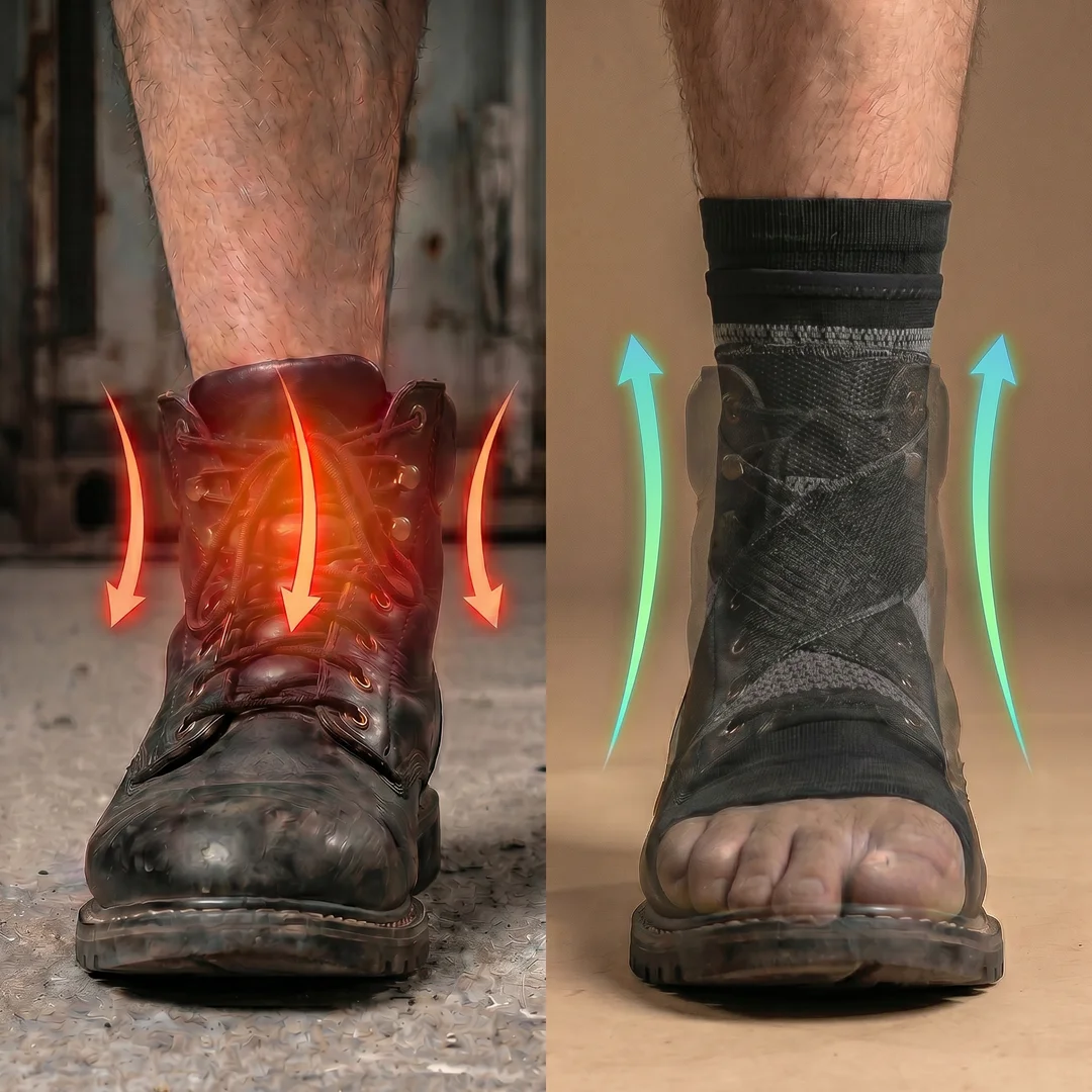 Compression Foot Sleeve worn inside duty boot